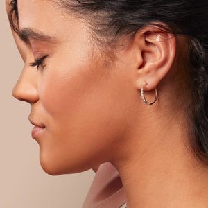 Diamond Shared Prong Hoop Earrings in 14kt Rose Gold