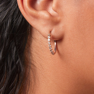 Diamond Shared Prong Hoop Earrings in 14kt Rose Gold
