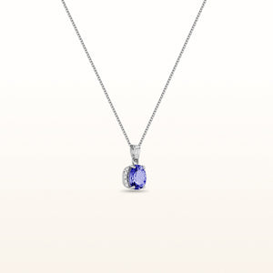 Oval Gemstone and Diamond Pendant in 14kt White Gold