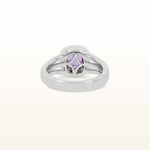 Cushion Cut Pink Sapphire and Diamond Ring in 18kt White Gold