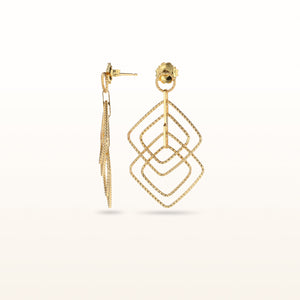 Yellow Gold Plated 925 Sterling Silver Cascading Square Earrings