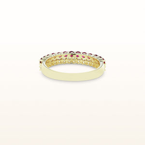 Gemstone and Diamond Double Row Ring in 14kt Yellow Gold