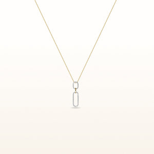 Double Drop Diamond Paperclip Pendant in 14kt Yellow and White Gold