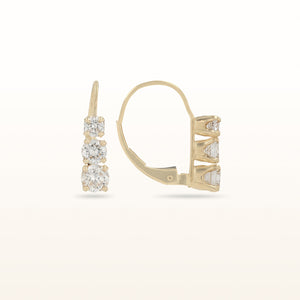 Three-Stone Diamond Drop Earrings in 14kt Yellow Gold