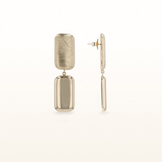 Yellow Gold Plated 925 Sterling Silver Rectangular Drop Earrings