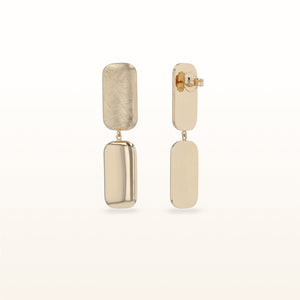 Yellow Gold Plated 925 Sterling Silver Rectangular Drop Earrings