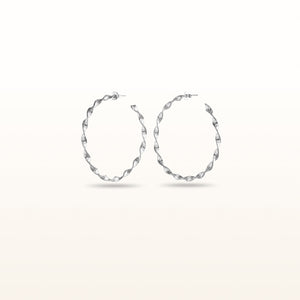 925 Sterling Silver Large Twisted Hoop Earrings
