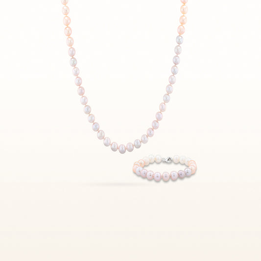Multi-Colored Freshwater Cultured Pearl Necklace and Bracelet Set