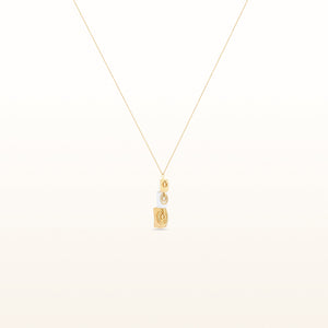 Yellow Gold Plated 925 Sterling Silver and White Enamel 3-Square Drop Pendant