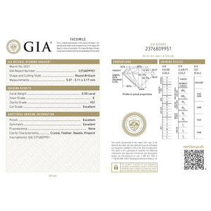 Round 0.50 E VS1 GIA Certified Diamond
