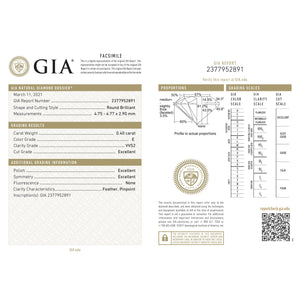 Round 0.40 E VVS2 GIA Certified Diamond