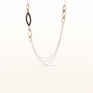 Rose Gold Plated 925 Sterling Silver and Rubber Marquise Link Necklace
