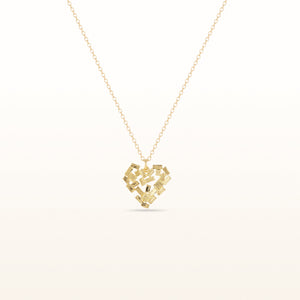 Yellow Gold Plated 925 Sterling Silver Mosaic Heart Pendant