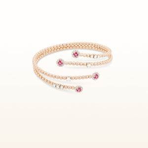 Pink Spinel and Diamond Beaded Flexible Cuff Bracelet in 18kt Rose Gold