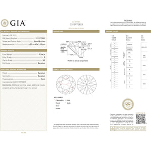 1.01 Carat G Color SI2 Clarity GIA Certified Natural Round Brilliant Cut Diamond