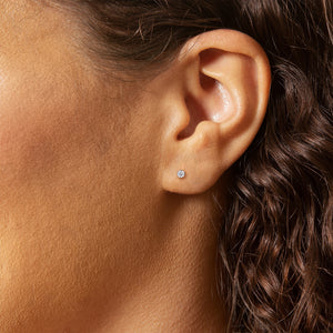 Round Diamond Crown Stud Earrings in 14kt Rose Gold