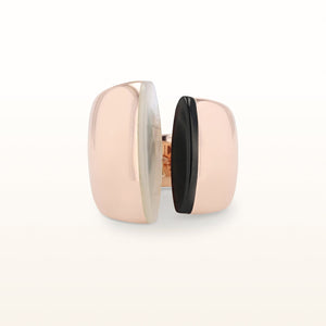 Mother-of-Pearl and Black Onyx Split Ring in Rose Gold Plated 925 Sterling Silver
