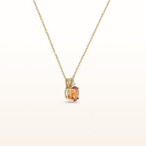 Oval Orange Sapphire and Diamond Pendant in 14kt Yellow Gold