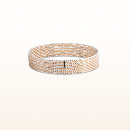 Two-Tone 925 Sterling Silver 9-Row Bangle Bracelet