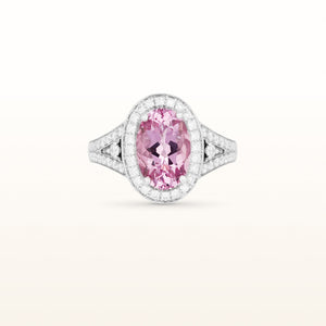 One-of-a-Kind Oval Pink Morganite and Diamond Ring in 18kt White Gold