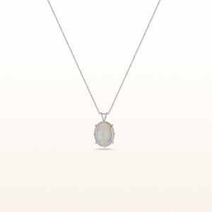 Oval Opal Cable Style Pendant in 925 Sterling Silver