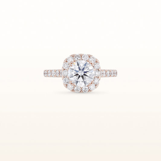 2.35 ctw Round Diamond Halo Engagement Ring in 14kt Rose Gold