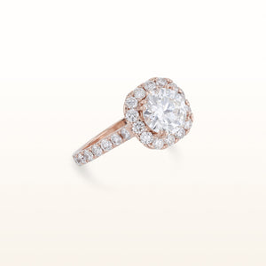 2.35 ctw Round Diamond Halo Engagement Ring in 14kt Rose Gold