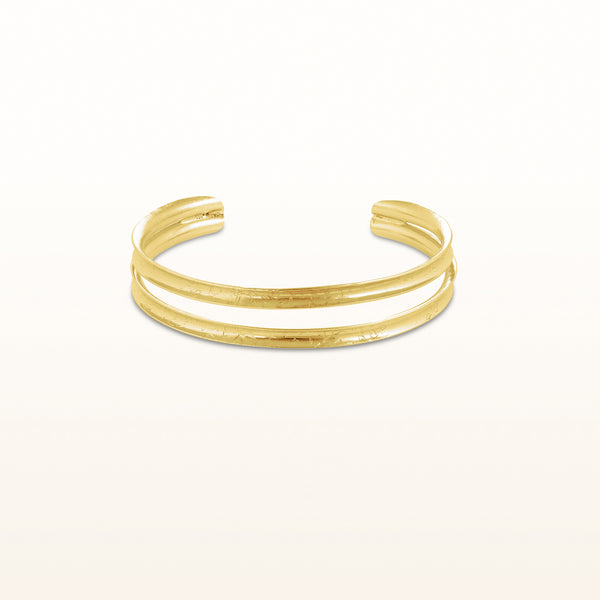 Double Row Concave Cuff Bracelet in Yellow Gold Plated 925 Sterling Silver