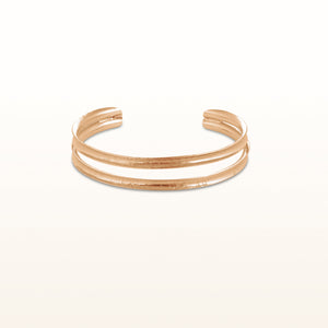 Double Row Concave Cuff Bracelet in Rose Gold Plated 925 Sterling Silver