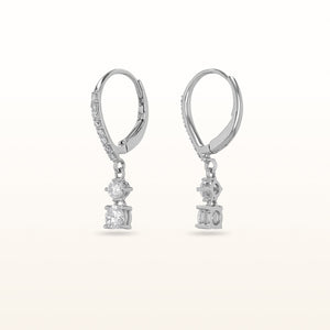 Double Round Diamond Drop Earrings in 14kt White Gold