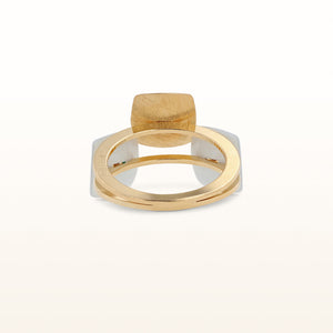 Yellow Gold Plated 925 Sterling Silver and White Enamel 3-Square Ring