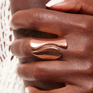 Rose Gold Plated 925 Sterling Silver Open Wave Ring