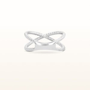 Rope Style Criss-Cross Ring in 925 Sterling Silver