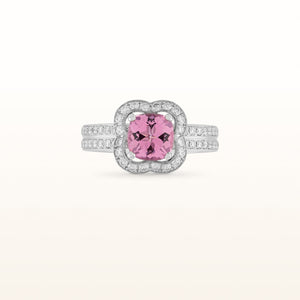 One-of-a-Kind Cushion Cut Morganite and Diamond Ring in 18kt White Gold