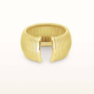 Yellow Gold Plated 925 Sterling Silver Wide Flexible Cuff Bracelet