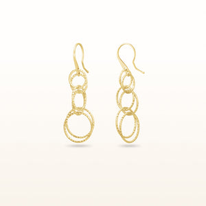 925 Sterling Silver Diamond Cut Multi-Link Circle Drop Earrings