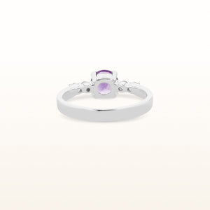 Round Gemstone and White Sapphire Ring in 925 Sterling Silver