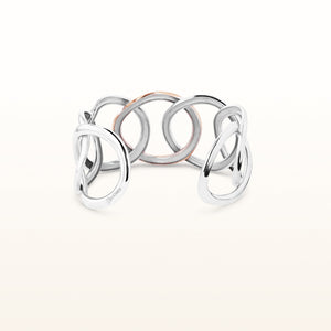 Two-Tone 925 Sterling Silver Circle Cuff Bracelet