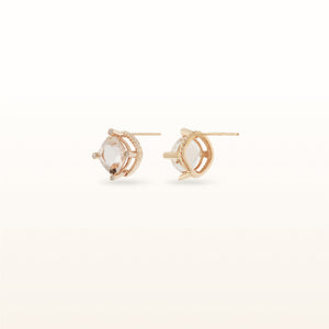 Cushion Cut Gemstone and Diamond Earrings in 14kt Rose or White Gold