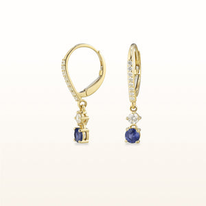 Gemstone and Diamond Drop Earrings in 14kt Yellow Gold
