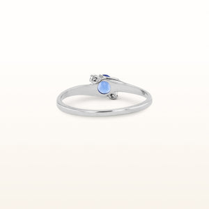 Oval Gemstone and Diamond Ring in 10kt White Gold