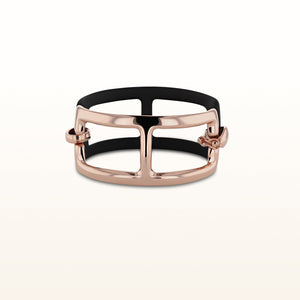 Rose Gold Plated 925 Sterling Silver and Rubber Hinged Bangle