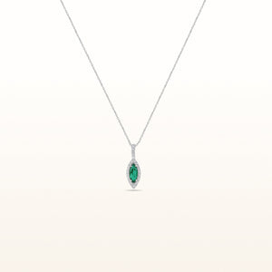 Marquise Gemstone and Diamond Pendant in 14kt White Gold