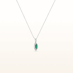 Marquise Gemstone and Diamond Pendant in 14kt White Gold