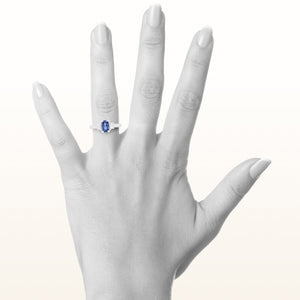 2.05 ctw Oval Blue Sapphire and Half-Moon Diamond Ring in 14kt White Gold
