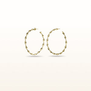 Gold Plated 925 Sterling Silver Large Twisted Hoop Earrings