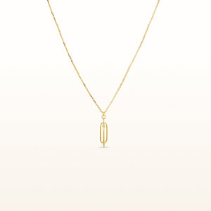 Yellow Gold Plated 925 Sterling Silver Paperclip Pendant