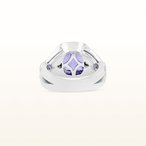 Cushion Cut Tanzanite and Diamond Halo Ring in 18kt White Gold