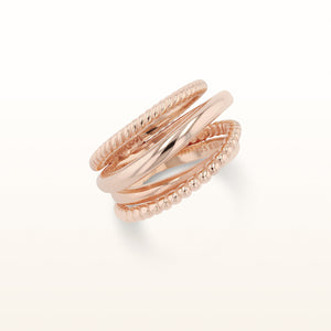 Rose Gold Plated 925 Sterling Silver Cable-Style Crossover Ring