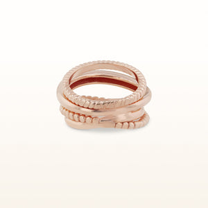 Rose Gold Plated 925 Sterling Silver Cable-Style Crossover Ring